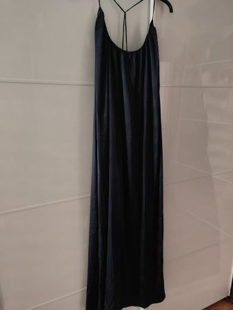 Satin-Maxikleid, overzise, blau,  XL= 42/44