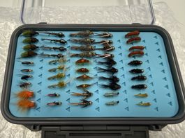 Fliegenset mit 50 Nymphen Nr. 30 in Silikonbox