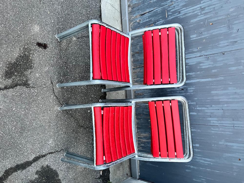 Bigla Stühle, Set 6 Gartenstühle rot antik vintage Kaufen auf Ricardo