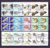 1995 - 1997 Pro Juventute Viererblock Sätze ET.  SBK 92Fr.