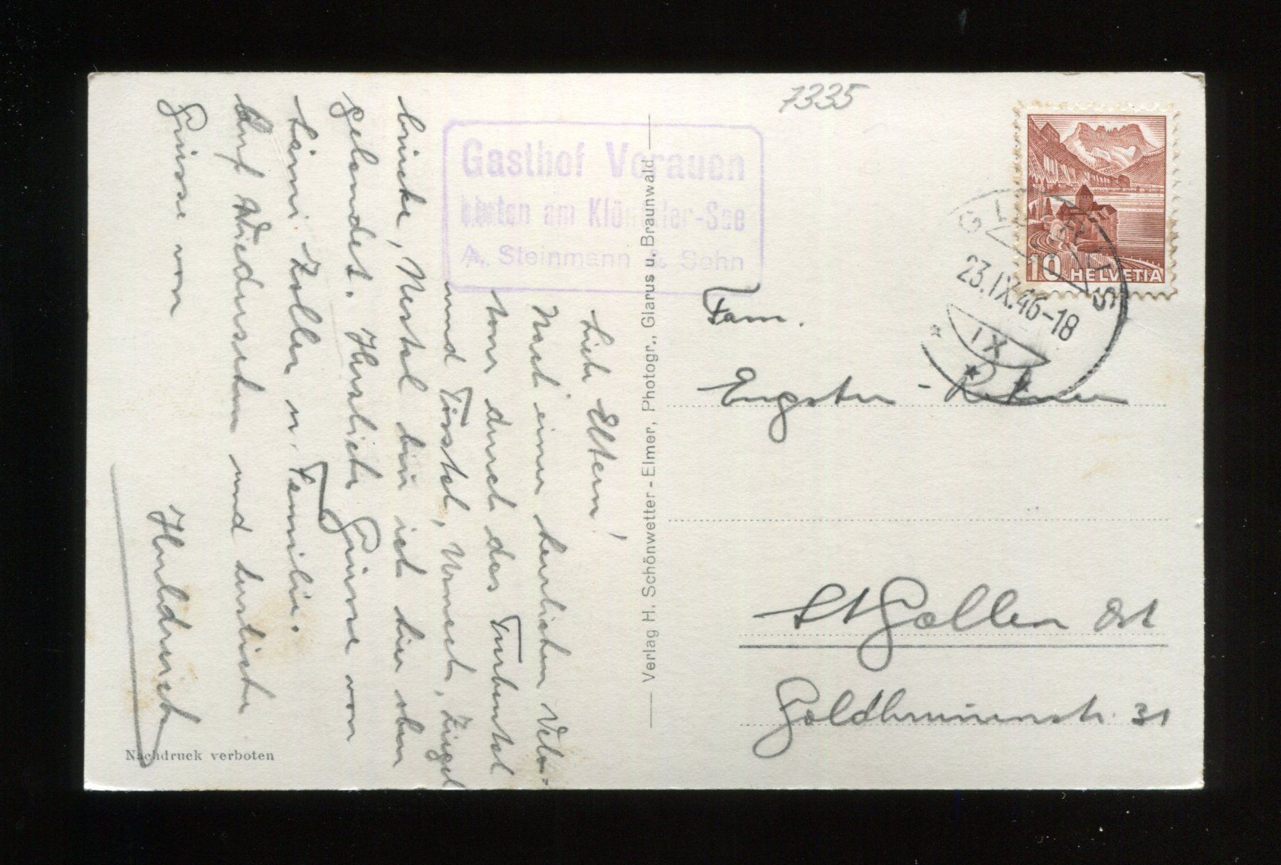 Cartoline postali: Klönthalersee – Usato da Aarau venduto da Elmaar41 1