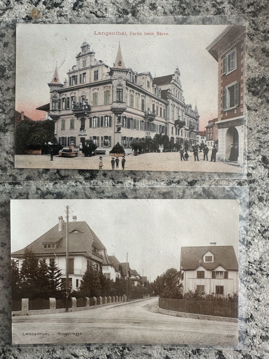 Ansichtskarten: 2 AK Langenthal Ringstrasse u Bären – Gebraucht aus Wettingen von Phibras
