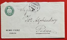 AUSLAND TÜBLI BRIEF 25RP. FLUNTERN ZÜRICH PADOVA ITALIA 1890