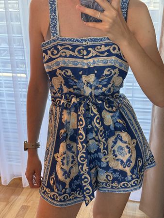 Jumpsuit H&M blau weiss mit Muster Grösse S neuwertig