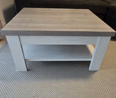 Wohnzimmertisch Holzoptik weiss braun quadratisch gebraucht