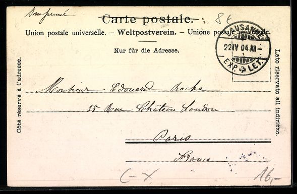 Cartes postales: AK Lausanne, Boulevard de Grancy, 1904 – D'occasion à Berlin par bartko-reher 1