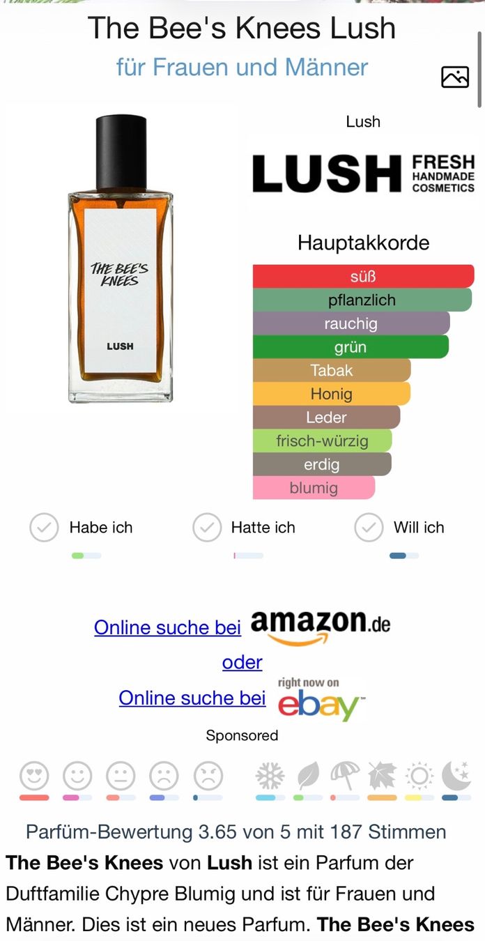 Lush Profumi & Eau de Toilette: LUSH THE BEE'S KNEES Eau de Parfum - Duftprobe - 5ml. – Usato da Zürich venduto da deruja 2