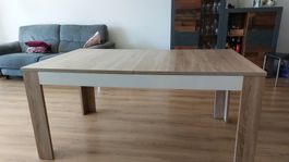 Esstisch ausziehbar Holzoptik weiss 160x90 cm guter Zustand