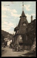 AK Cressier, Rue avec maison à tourelle et enfants