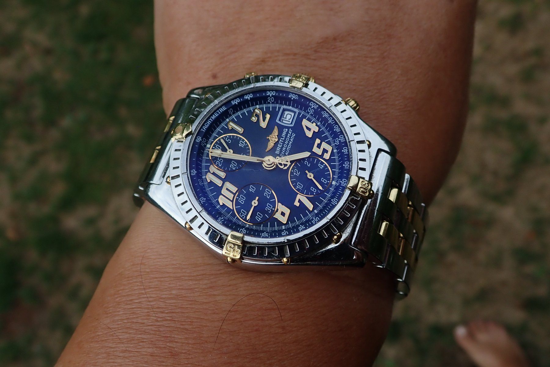 Breitling Orologi: BRIETLING CHRONOMAT AUTOMATIC 18K, GOLD STAHL 100M. – Usato da Wohlen AG venduto da superwatchesteam 7