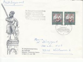 SBK B129 auf Brief mit Sonderstempel A. 1014 Stans