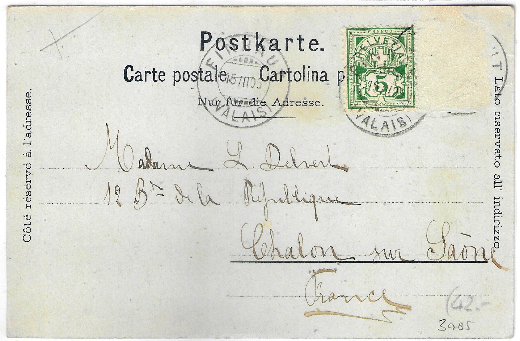 Cartoline postali: Hotel Croix-Federale Finhaut – Difettoso da Ettingen venduto da Kartenplanet 1
