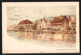 Lithographie Zürich, am Rathausquai