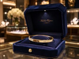 Eleganter Damen Armreif Goldfarben mit Herz & Steinen 