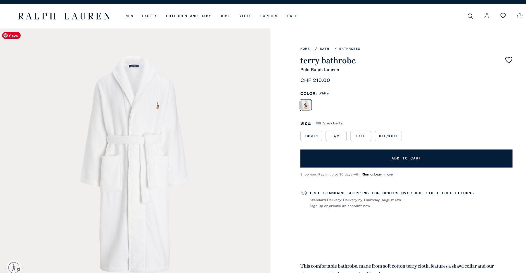 Ralph Lauren Accappatoi: Ralph Lauren White Bathrobe S-M – Usato da Kilchberg ZH venduto da selinaonadn 1
