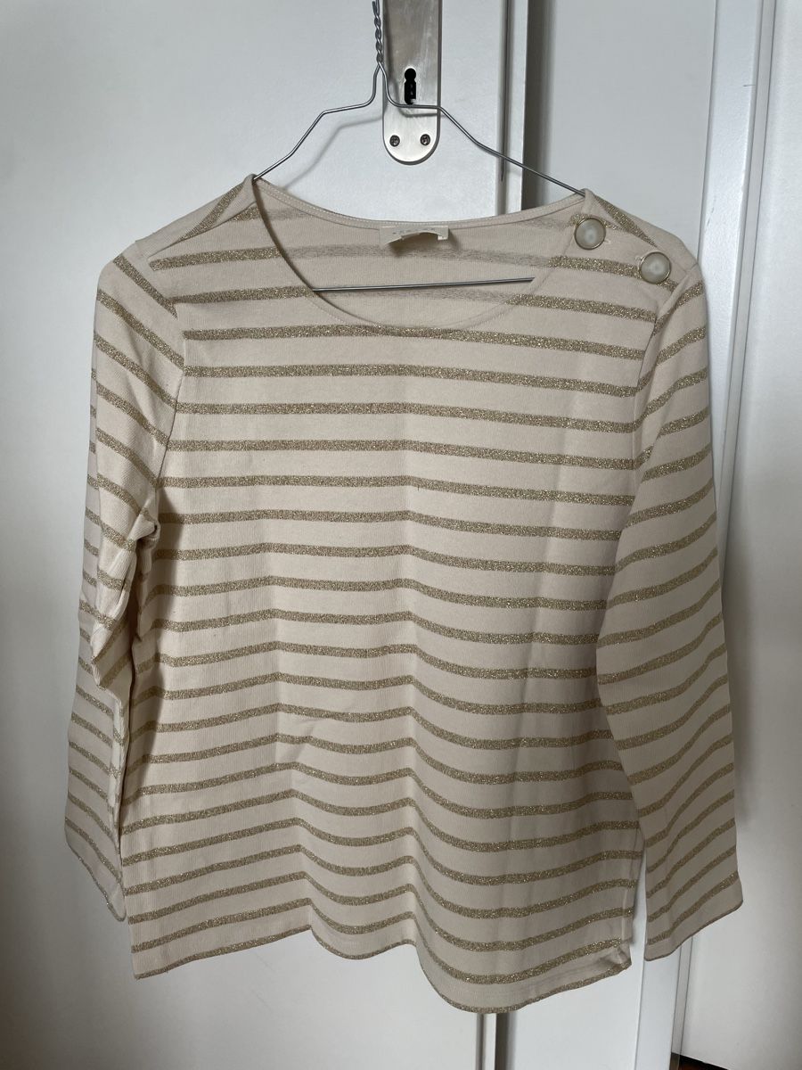 Sezane Top: Marinière doré et beige Sézane taille S  – Nuovo (secondo la descrizione) da Zug venduto da MWestK