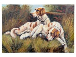 Peinture à l'huile sur toile 2 setters anglais