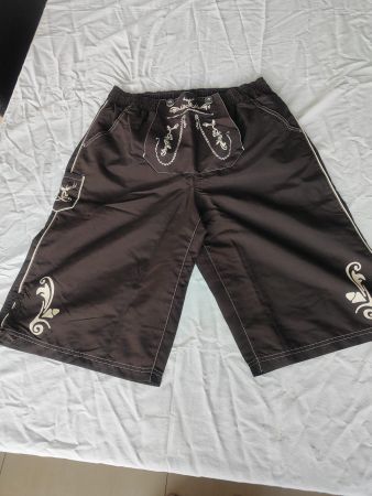 Herren Trachtenhose /Badehose mit Latz Dunkelbraun