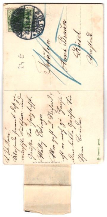 Cartoline postali: Leporello-AK Frankfurt a. M., Postbote,  – Usato da Berlin venduto da bartko-reher 1