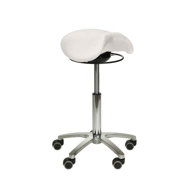 Sgabelli: Sattelsitz-Hocker WEISS mit Schwing-Mechanismus – Nuovo e nell'imballaggio originale da Schaffhausen venduto da Praxis-Nova
