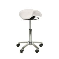 Sattelsitz-Hocker WEISS mit Schwing-Mechanismus