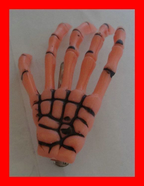 Halloween Haarspange – Skelett-Hand Design, Silberfarben, 4,5x8,5 Cm