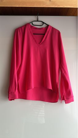 Damenbluse pink langarm V-Ausschnitt Zara Grösse S