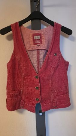 NILE Damen-Weste, pink/rot, Gr. M – 100 % Leinen
