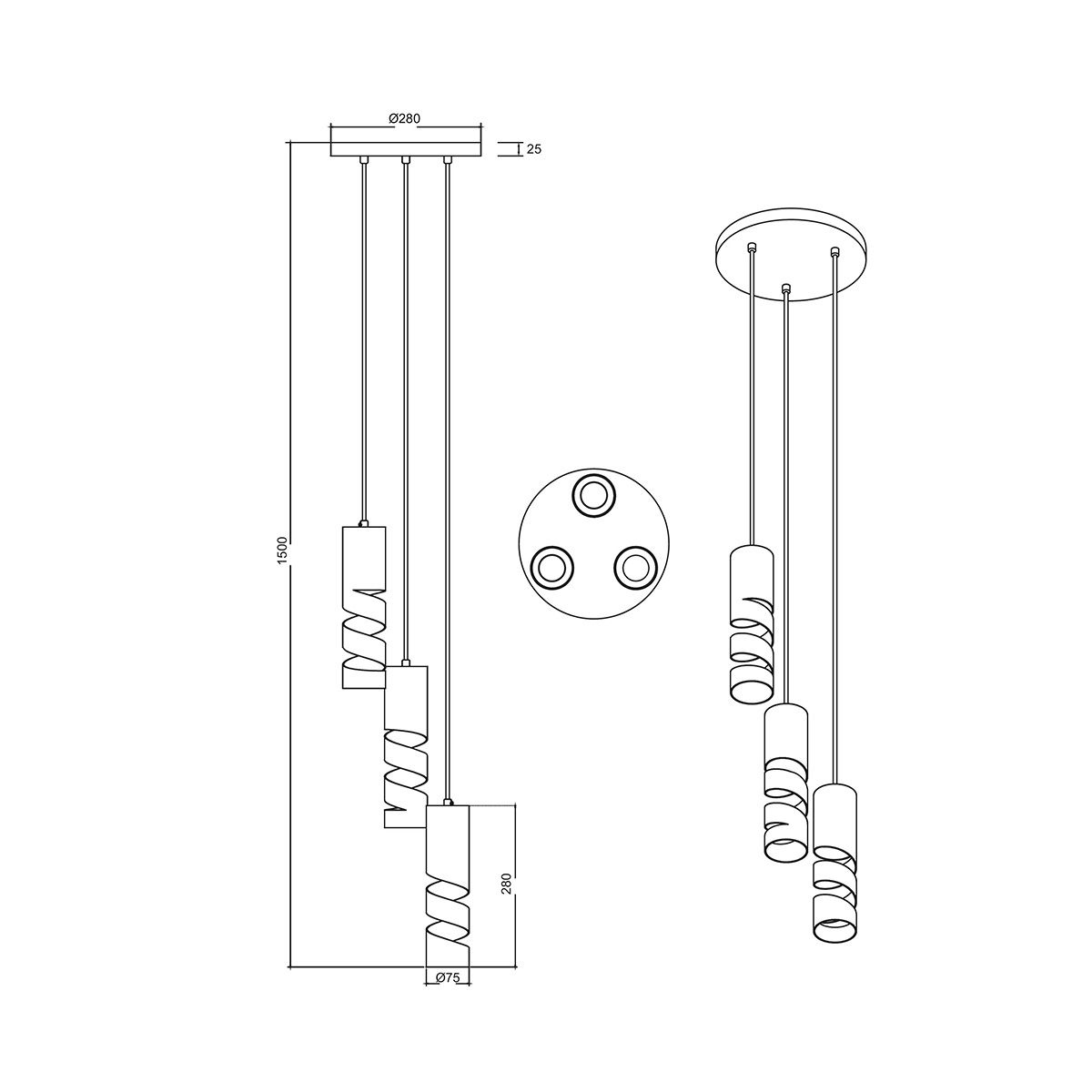Lampadari & plafoniere: Pendelleuchte, Weiss, 3 Spots, 28 cm Ø – Nuovo (secondo la descrizione) da Kreuzlingen venduto da Smart-Light 2