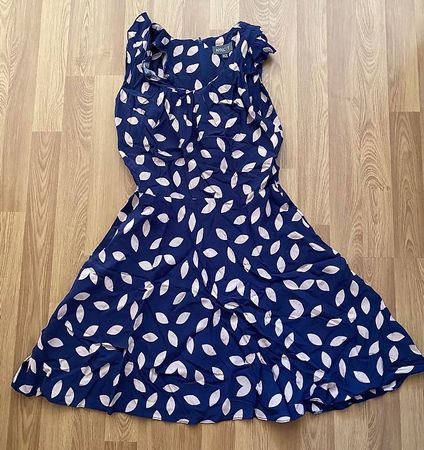 Viskose Kleid für den Sommer Dunkelblau Creme Gr. M