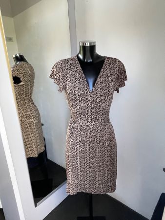 Schönes Wickelkleid Gr. S braun/beige