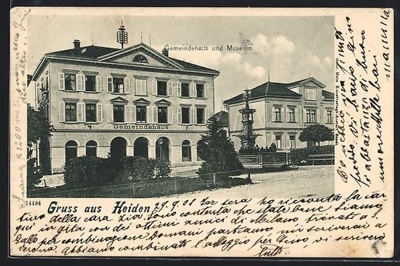 Cartoline postali: AK Heiden, Gemeindehaus und Museum, 1901 – Usato da Berlin venduto da bartko-reher