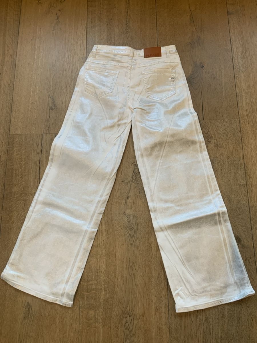 Please Jeans Jeans: Please Jeans, weiss mit Silber, L, wide cut – Usato da Thierachern venduto da reten 2