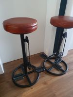 Barhocker 2er Set mit Fahrradpedalen braun lederähnlich
