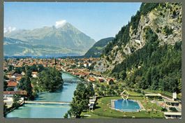  AK col BE Interlaken Strandbad mit Niesen ≈ 1960 