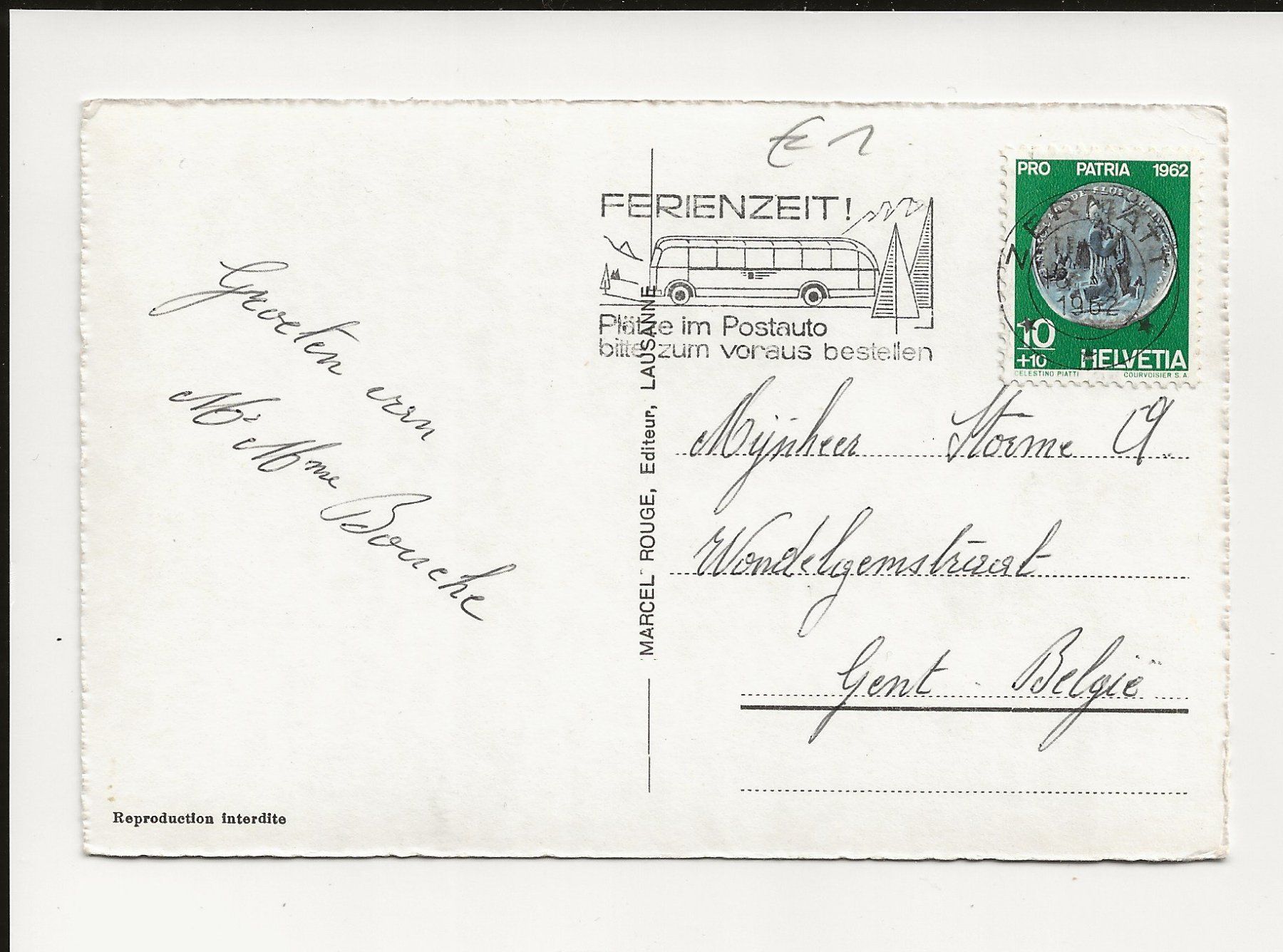 Cartoline postali: AK 1962 Zermatt mit Matterhorn – Usato da Greifensee venduto da 315WDO 1
