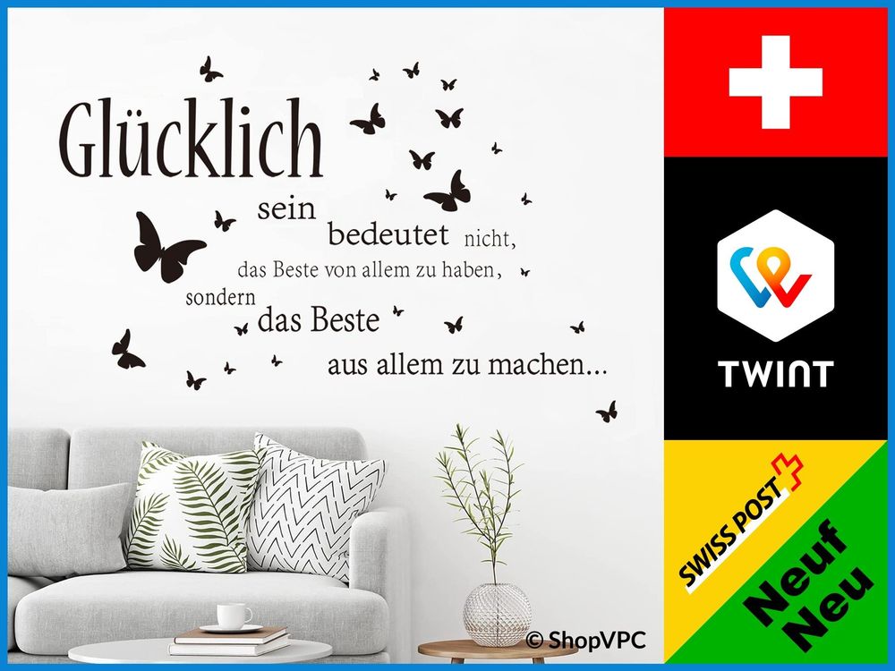 Wandtattoo Sprüche Glücklich Wandaufkleber Wandsticker Deko Kaufen