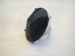 Silber Ring mit schwarzem Leder
