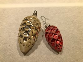 Duo ältere Glas-Zapfen, Weihnachtsschmuck