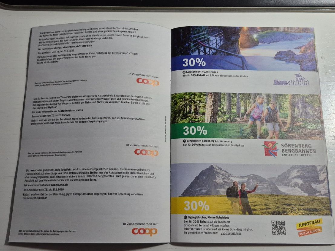Buoni: Coop Bonheft: 40 Erlebnisbons Schweiz – Nuovo (secondo la descrizione) da Eggersriet venduto da Fredb 1
