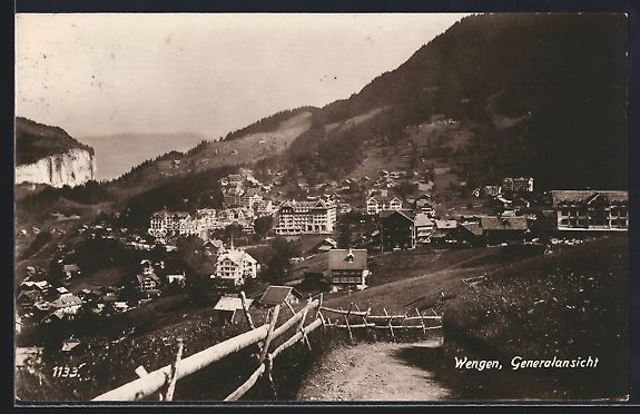 Cartoline postali: AK Wengen, Generalansicht vom Hang aus – Usato da Berlin venduto da bartko-reher