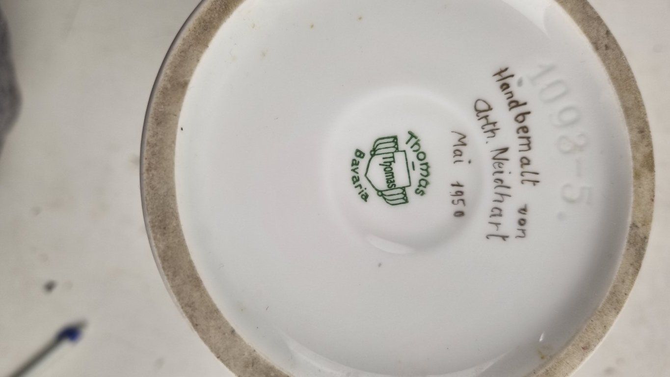 Thomas Vasen & Gefässe: Thomas Bavaria Vase von 1950 handbemalt – Gebraucht aus Flums von Flumsantik 6