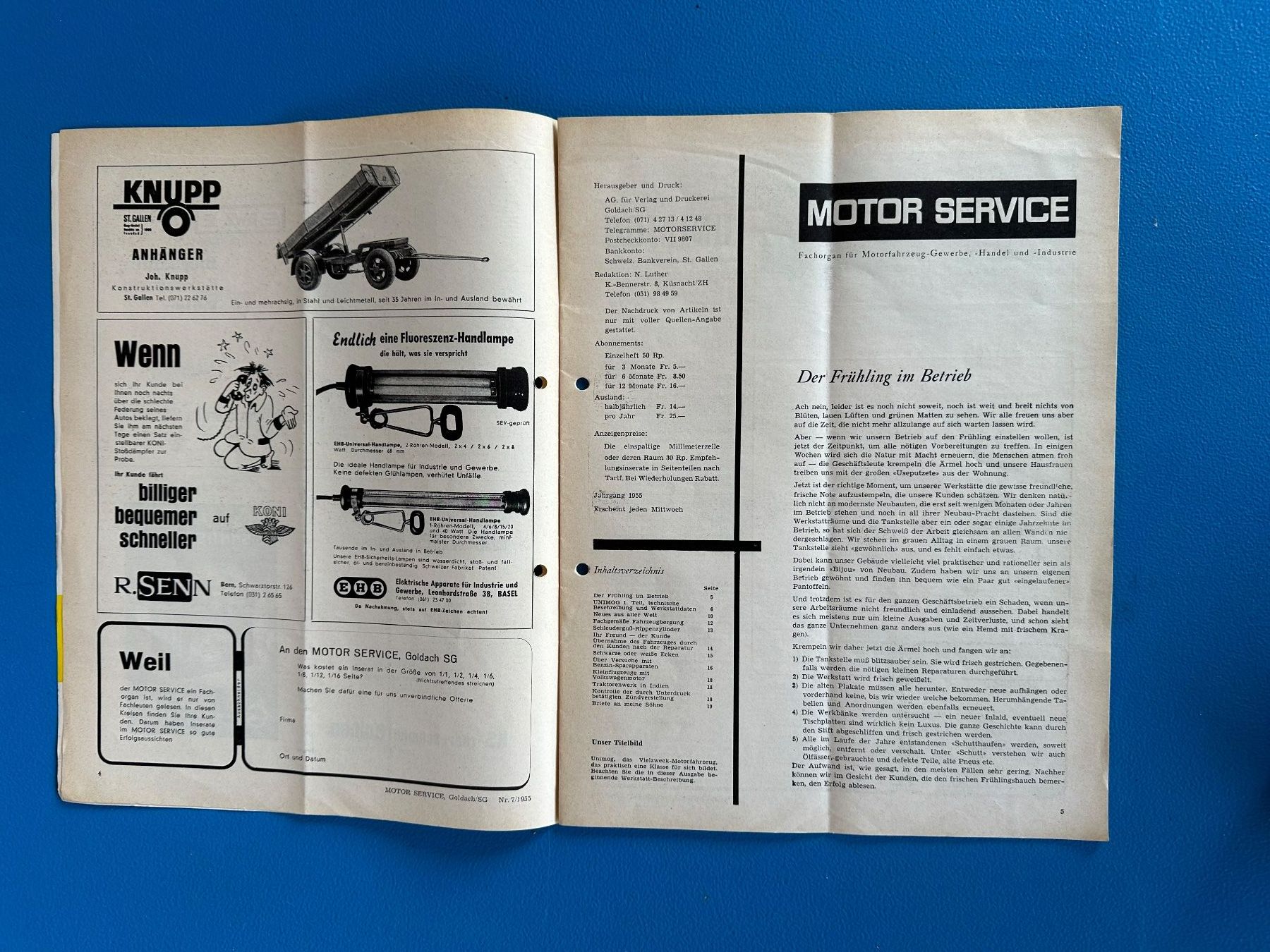 Revues & Magazines: Heft  Motor  Service  Unimog  1955 – D'occasion à Boswil par pavo1 2
