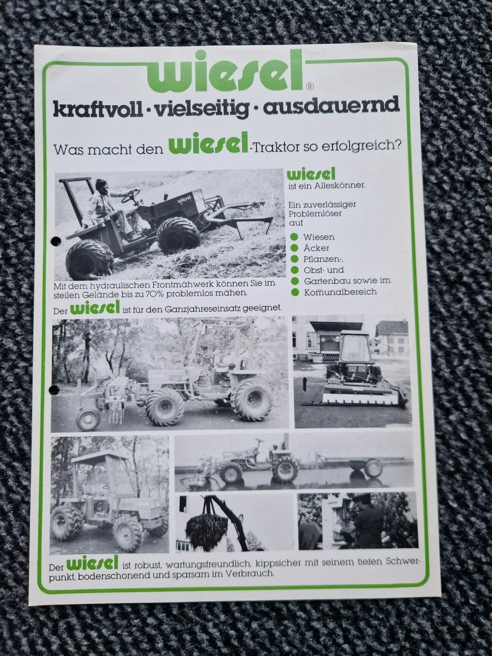Schilter Trattori: Original Prospekt Schilter Wiesel Traktor – Usato da Dürnten venduto da Bachtel84