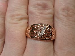 Ring mit Zirkonia, vergoldet 585, 3g, size 9 (59)