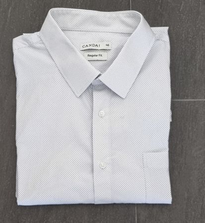Herren Hemd,langarm,Gr.46,weiss mit Punkten