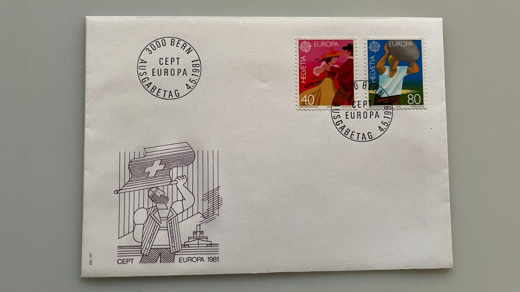 Tutti i francobolli: Kuvert mit 2 CEPT EUROPA 1981 Marken 4.5.1981 – Usato da Glattfelden venduto da markweb