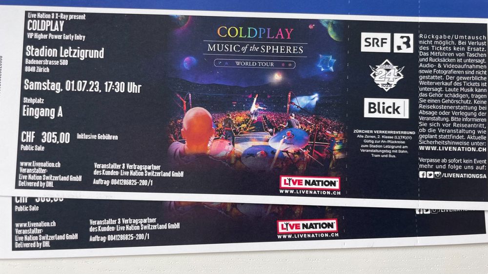 2x Coldplay VIP Higher Power Early Entry Tickets am 1.7.2023 | Kaufen ...