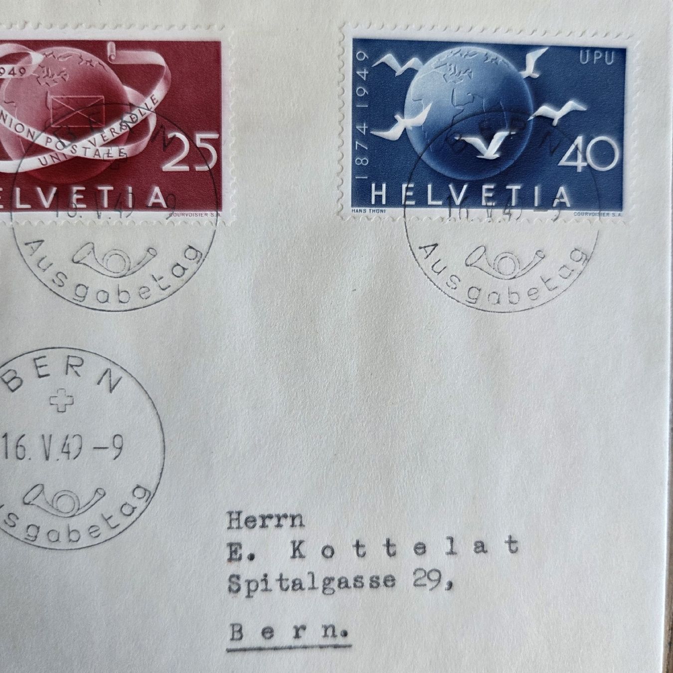 Tutti i francobolli: Alte Briefe von 1949 mit Schweizer Briefmarken - Top – Usato da Stans venduto da Ducati16 6