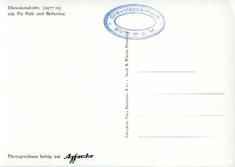 Cartoline postali: SAC Diavolezzahütte + ca. 1970 – Usato da Emmenbrücke venduto da teestube 1